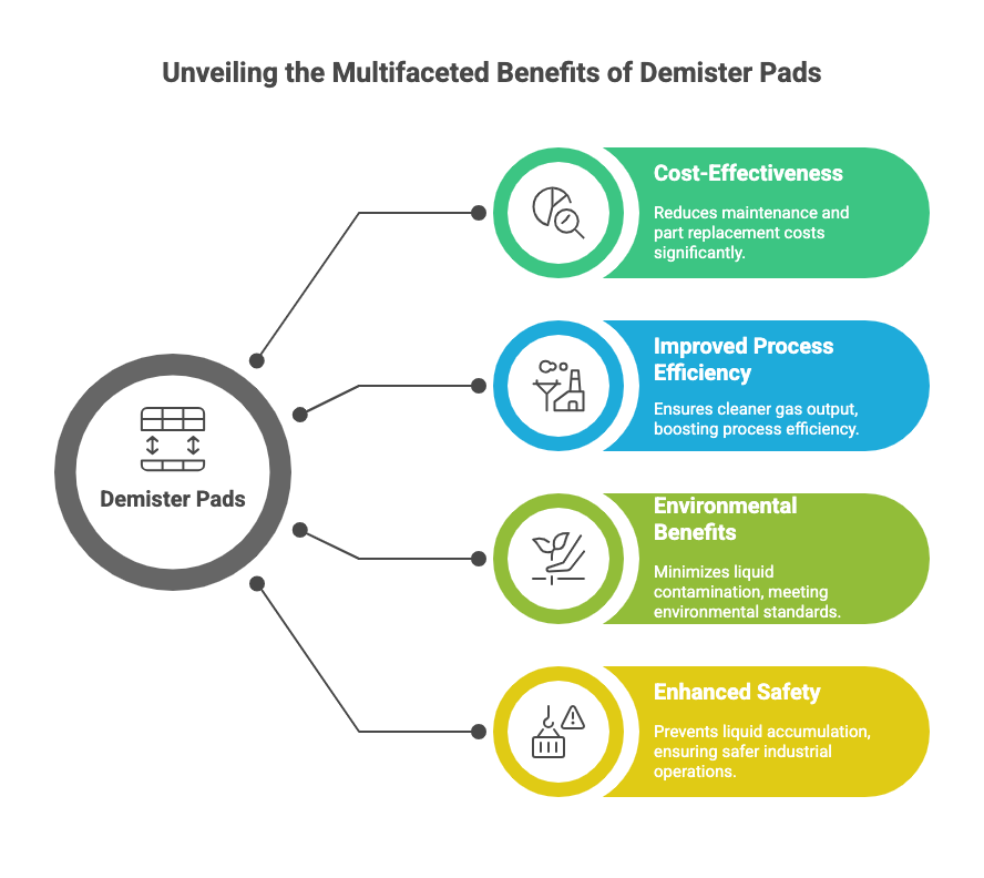 This image shows the benefits of using Demister Pads